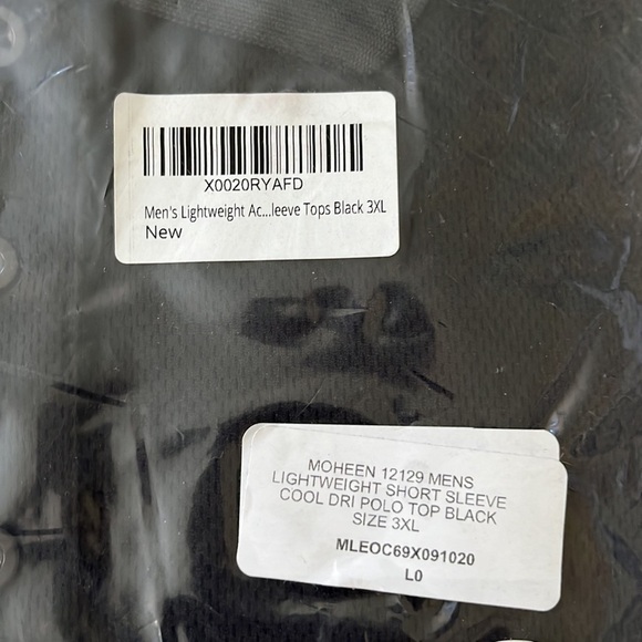 MOHEEN 12129 MENS LIGHTWEIGHT SHORT SLEEVE COOL DRI POLO TOP BLACK/GRAY SIDE 3XL - Picture 3 of 9